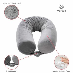 Vertall Travel Pillow Adjustable Memory Foam for Neck, Chin, Back, and Leg Support
